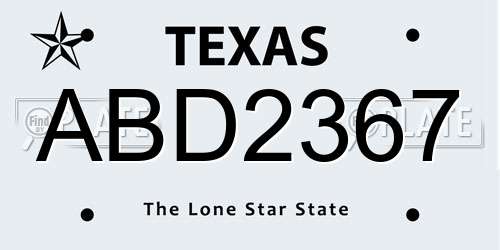 ABD2367 Texas License Plate