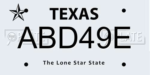 ABD49E Texas License Plate