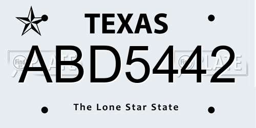 ABD5442 Texas License Plate