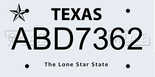 ABD7362 Texas License Plate