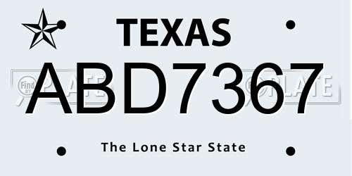 ABD7367 Texas License Plate