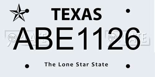 ABE1126 Texas License Plate