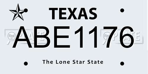 ABE1176 Texas License Plate