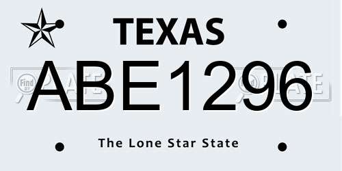 ABE1296 Texas License Plate