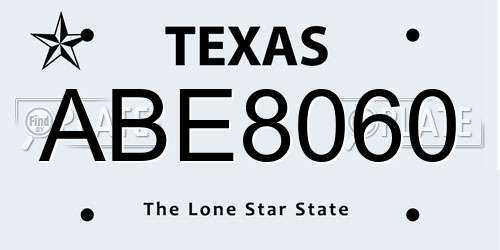 ABE8060 Texas License Plate