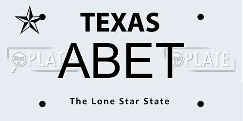 ABET Texas License Plate
