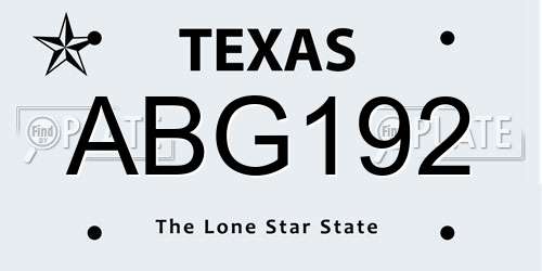ABG192 Texas License Plate