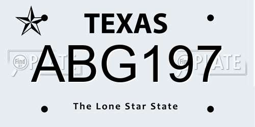 ABG197 Texas License Plate