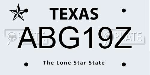 ABG19Z Texas License Plate