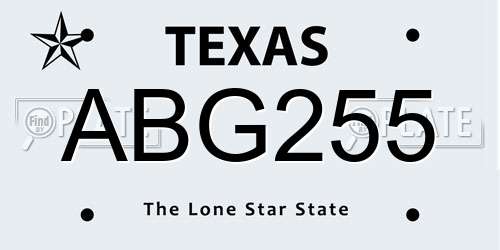ABG255 Texas License Plate