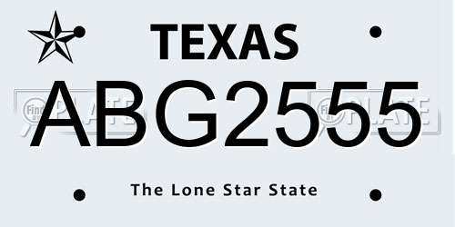 ABG2555 Texas License Plate