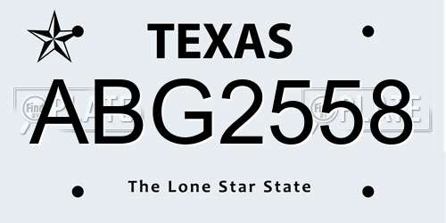 ABG2558 Texas License Plate