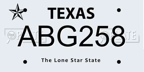 ABG258 Texas License Plate