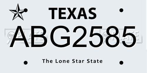 ABG2585 Texas License Plate