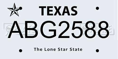 ABG2588 Texas License Plate