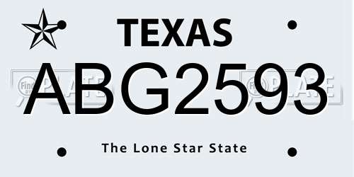 ABG2593 Texas License Plate