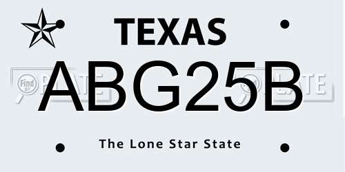 ABG25B Texas License Plate