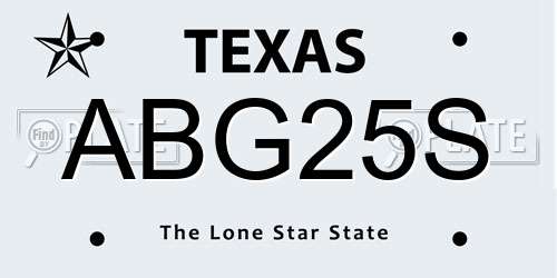 ABG25S Texas License Plate