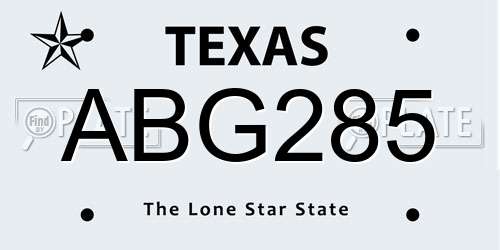 ABG285 Texas License Plate