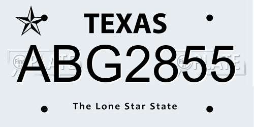 ABG2855 Texas License Plate