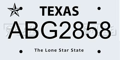 ABG2858 Texas License Plate