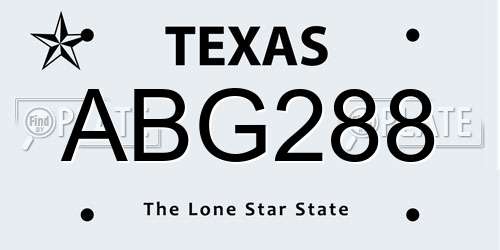 ABG288 Texas License Plate