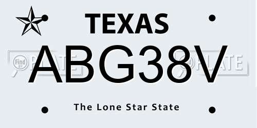 ABG38V Texas License Plate