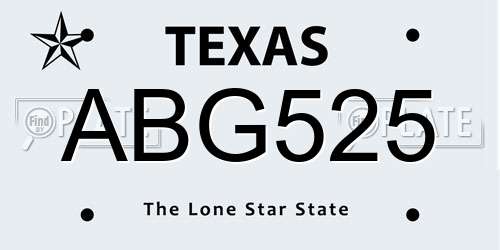 ABG525 Texas License Plate