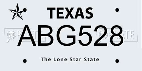 ABG528 Texas License Plate