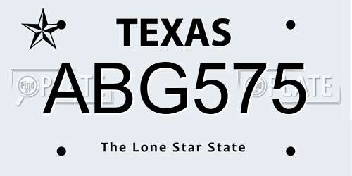 ABG575 Texas License Plate
