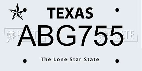 ABG755 Texas License Plate