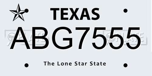 ABG7555 Texas License Plate