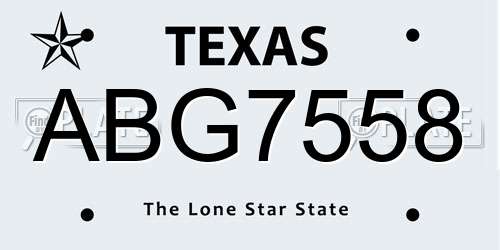 ABG7558 Texas License Plate