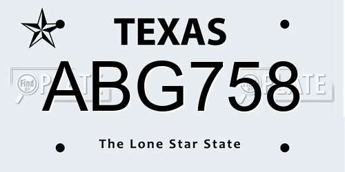 ABG758 Texas License Plate