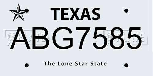 ABG7585 Texas License Plate