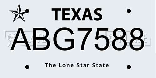 ABG7588 Texas License Plate