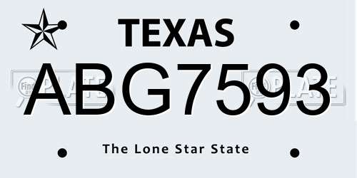 ABG7593 Texas License Plate