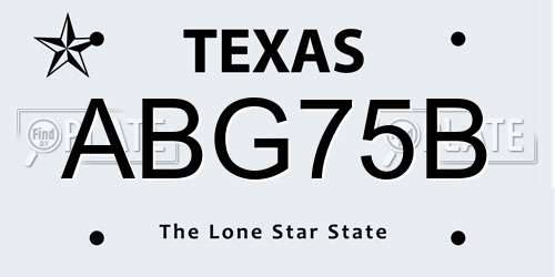 ABG75B Texas License Plate