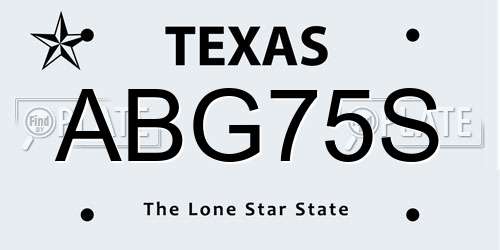 ABG75S Texas License Plate