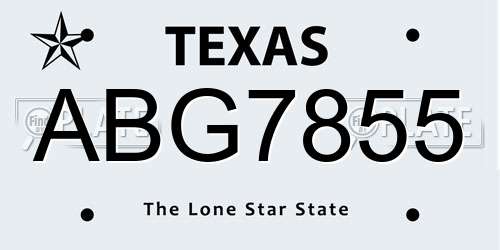 ABG7855 Texas License Plate