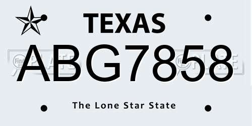 ABG7858 Texas License Plate