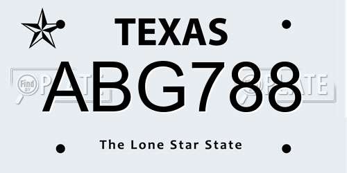 ABG788 Texas License Plate