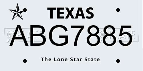 ABG7885 Texas License Plate