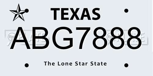 ABG7888 Texas License Plate