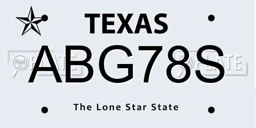 ABG78S Texas License Plate