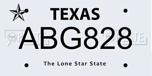 ABG828 Texas License Plate
