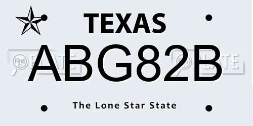 ABG82B Texas License Plate