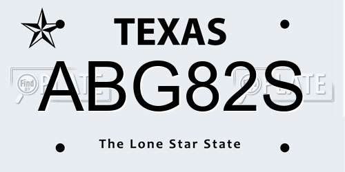 ABG82S Texas License Plate