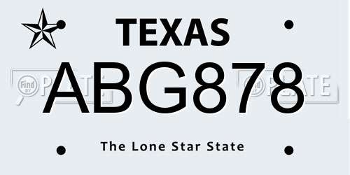 ABG878 Texas License Plate