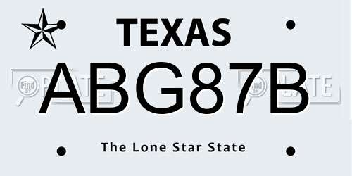 ABG87B Texas License Plate